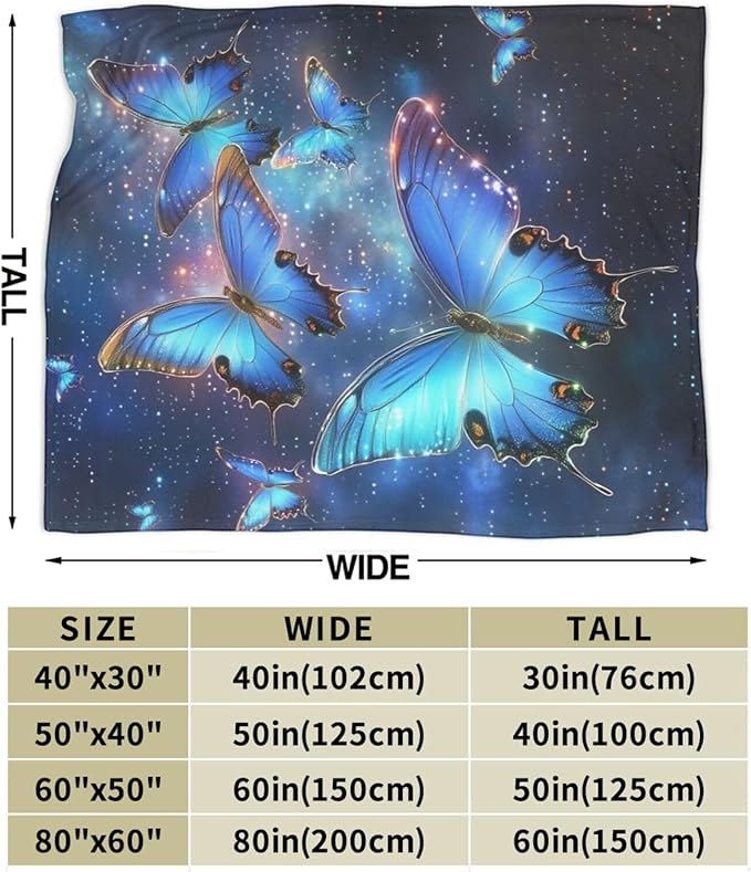 Butterfly Blanket Butterflies Blankets Fleece Plush Flannel Super Soft Cozy Fuzzy Warm Lightweight Stuff Butterfly Decor Gifts for Boys Girls Kids Adults Men Women 50" x 60"