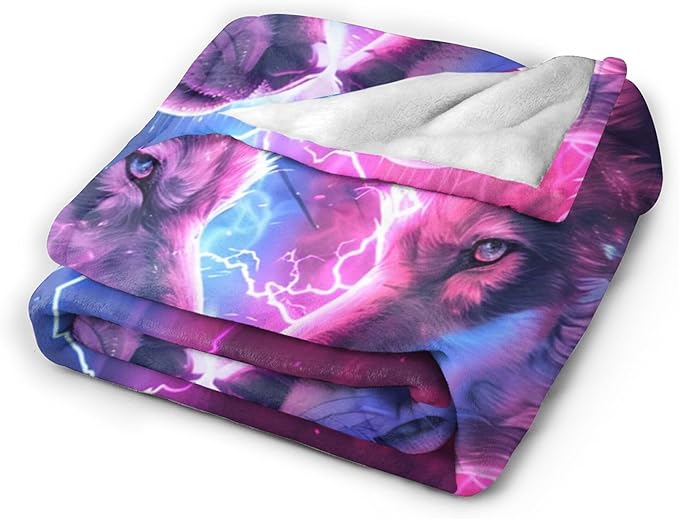 Fantasy Wolf Blanket Wolf Throw Blanket Wolf Gifts and Decor Animal Blanket for Girls Women Kids Adults Soft Warm Cozy Fleece Blanket for Couch Sofa Bed 50"x40"