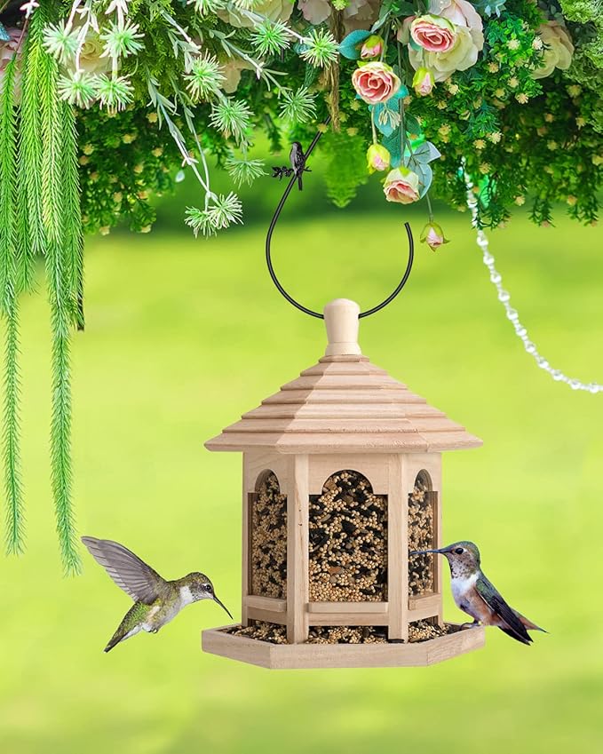 PACETAP Bird Feeders Hanger 12-Inch, 4PCS Metal Hummingbird Feeder Hooks, Heavy Duty Plant Hangers Outdoor for Hanging Plants, Wind Chimes, Christmas Ornaments and More (Black)