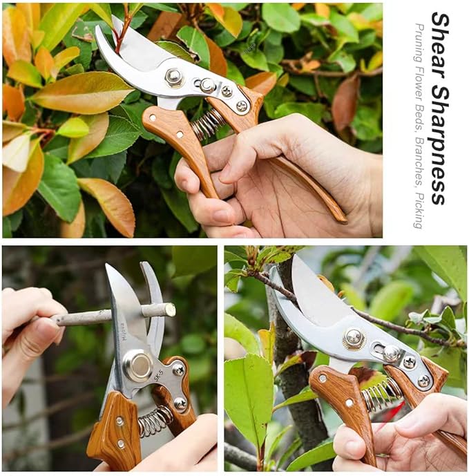 Garden Pruning Shears, Handheld Garden Shears for Heavy Duty, Ergonomic Gardening Tools for Pruning Branches, Plants, Shrubs and Vines, Professional Garden Tools for Gardening