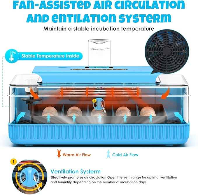 25 Egg Incubator Digital Poultry Hatcher Machine with Automatic Egg Turning, incubators for Hatching Eggs, Temperature & Humidity Control, LED Screen, General Purpose Incubator