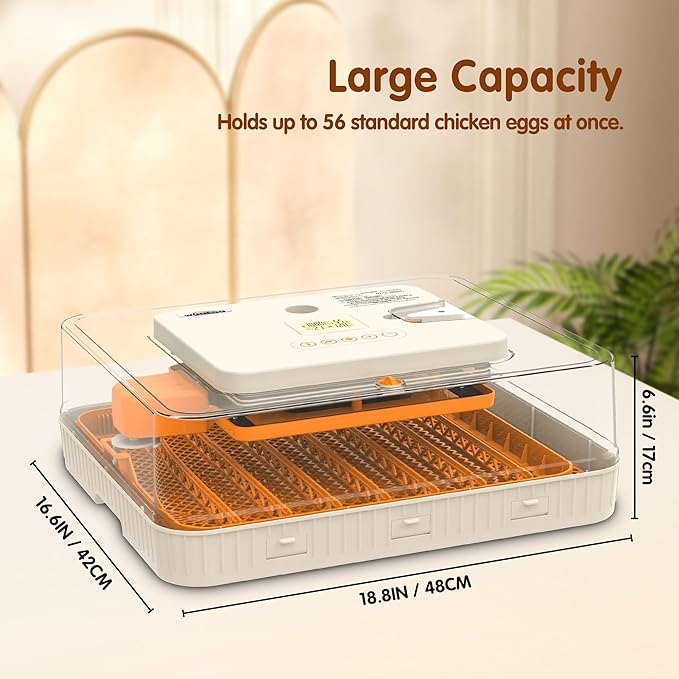 56 Eggs Incubators for Hatching Eggs - Automatic Egg Turner with Temperature and Humidity Control, Egg Candler, Incubator for Hatching Chicken, Duck, Goose, Pigeon, Quail, Parrot Eggs