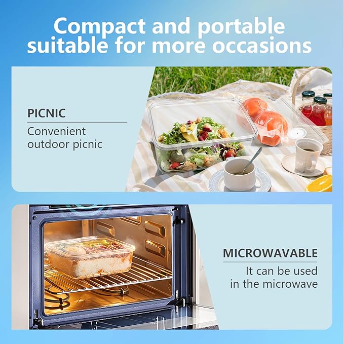 Vacuum Seal Containers for Food Storage, 3Pcs Food Sealed Containers with Lids (Vacuum Sealer Not Included) for Meal Prep and Food Storage, 100% Leak-proof, BPA-Free
