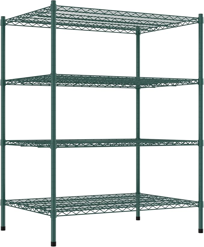 Commercial NSF Listed Green Epoxy Stationary Wire Shelving Kit 30" x 42" x 54", with 4 Shelves Perfect for Warehouse, Walk-in Refrigerator, Freezer, Grocery Store, Restaurant, Dishroom