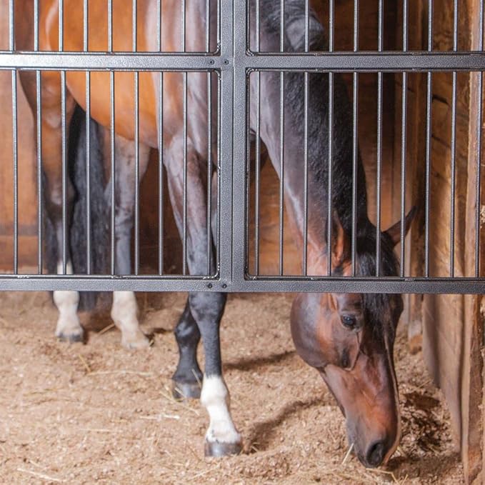 EASY-UP Titan Horse Stall Gates | Heavy-Duty Steel Construction | Rust-Resistant Finish | Ideal for Barn, Farm & Equestrian Use | Straight Gate - 48" Wide | Color Gray Armor