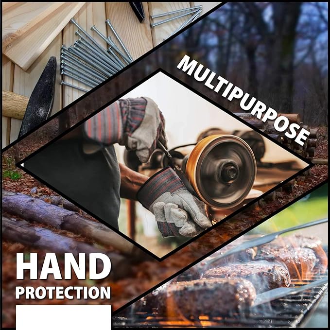 SAFE HANDLER Work Leather Gloves with Cool Cotton Lined Backing Lightweight & Versatile Split Leather Safety Cuff Work Gloves