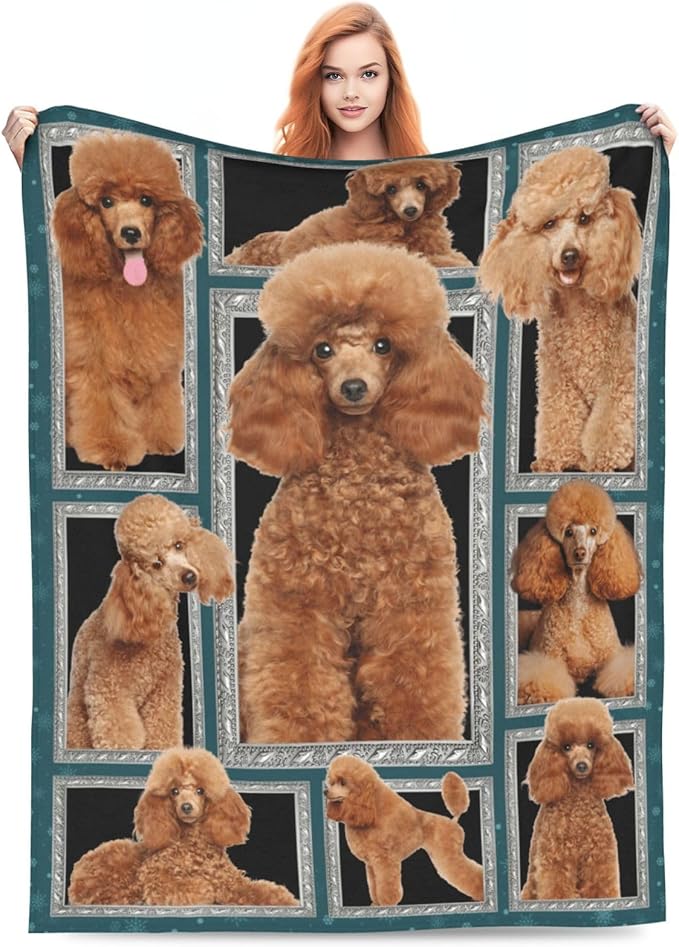 Poodle Blanket Poodle Puppy Decor Throw Blanket Super Soft Flannel Lightweight Fluffy Plush Cozy Fuzzy Fleece Stuff Blanket Gifts for Dog Lovers Woman Girls Boys Adults Man for Bedding Sofa 50"X60"