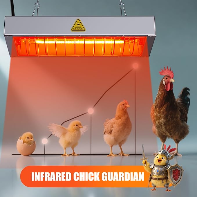 Chicken Coop Heat Lamp,600W High-Power Adjustable Chicks House Brooder Heater Warmer Lamp for Supplies Livestock,Heats Faster,Stays Hotter Longer (L14xW6xH2 inch)