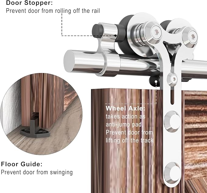 TSMST 10FT Sliding Barn Door Hardware Kit, Stainless Steel Heavy Duty Sturdy Barn Door Track for Single Wood Door, Slide Smoothly Quietly (Y Style)