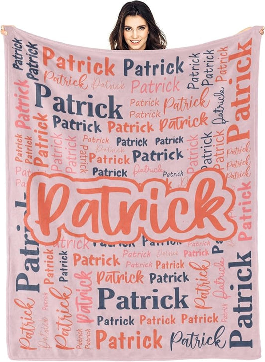 Custom Blanket with Name Personalized Blankets for Kids Adult Boys Girls Flannel Monogrammed Customized Blankets Throw (40''x50'')