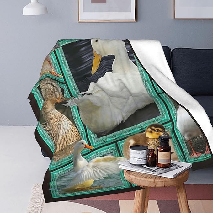 Duck Decor Throw Blanket - Super Warm Soft Plush Lightweight Fleece Flannel Goose Blanket Gifts for Girls & Boys, Kids to Adults - Winter Couch Bedding 60"X80"