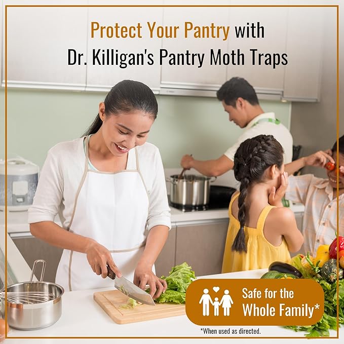 Dr. Killigan's Premium Double Potent Pantry Moth Traps with Pheromones Prime, Sticky Indian Meal Moth Traps for Kitchen, How to Get Rid of Moths in House (6 Pack, Black)