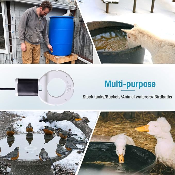 500W Chicken Waterer Heater, Aluminum Utility De-Icer for Farm & Livestock, Non-Conductive and Anti-Rust Heated Chicken Waterer, Bird Bath Heater Livestock Water Heater for Multiple Using