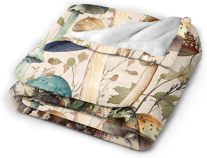 Mushroom Blanket Gifts for Girls Women Mushroom Throw Blankets Cozy Plush Fleece Flannel Fuzzy for Bedroom Living Decor 80"X60"