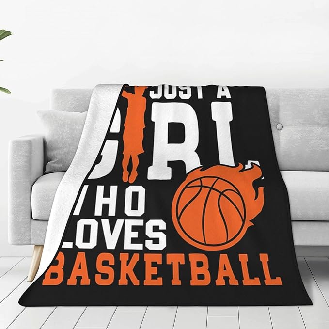 Basketball Throw Blanket Just A Girl Who Loves Basketball Decor Blanket Super Cozy Plush Lightweight Soft Plush Flannel Fleece Sports Blanket Gifts For Girls Boys Kids Women For Sofa Bed Couch 60"X80"