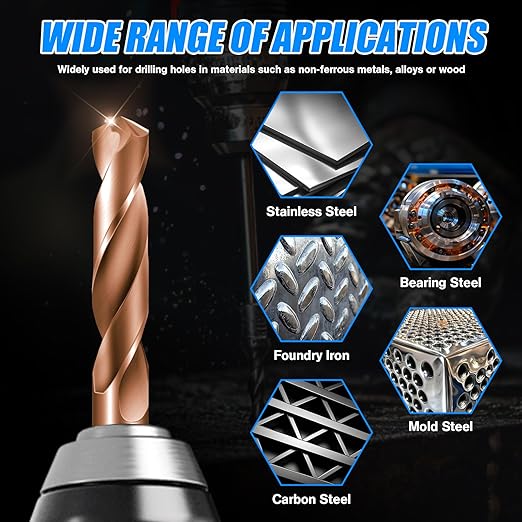 Solid Carbide 5/8" Drill Bits, Tungsten Carbide Drill Bit Set with TISIN Coated, Metal Drill Bit Set for Stainless Steel Hardened Steel Cast Iron Alloy Copper, 1 Pcs