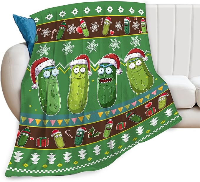 Dynova Christmas Pickle Blanket Cozy Plush Pickles Lovers Throw Blankets Fuzzy Flannel Fleece Funny Gifts for Girls Boys Women Men 50"X40"