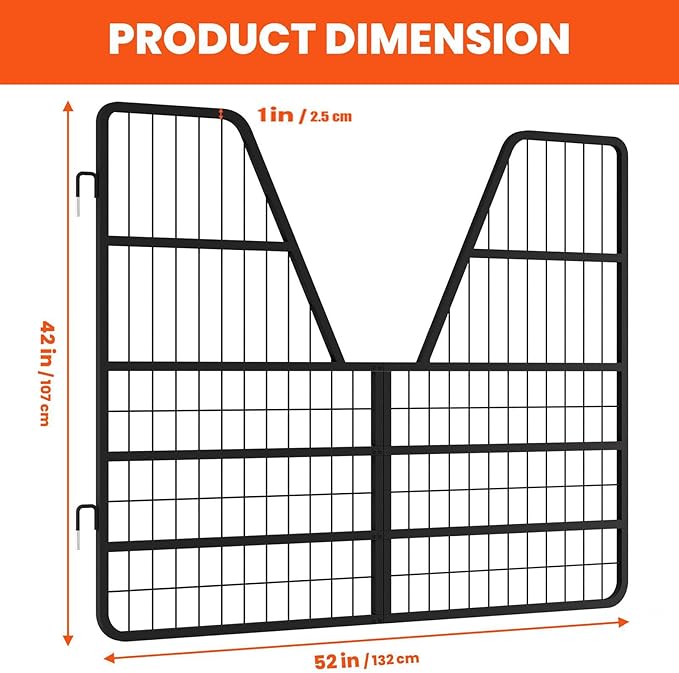 1" Thick Steel Frame Horse Stall Guard, Heavy Duty Horse Stall Gate, 52" Wide X 42" High High Stall Guards for Horses, Fits Standard Barn Doorways