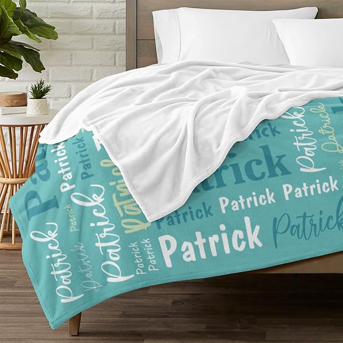 Custom Blanket with Name Personalized Blankets for Kids Adult Boys Girls Flannel Monogrammed Customized Blankets Throw (60''x80'')