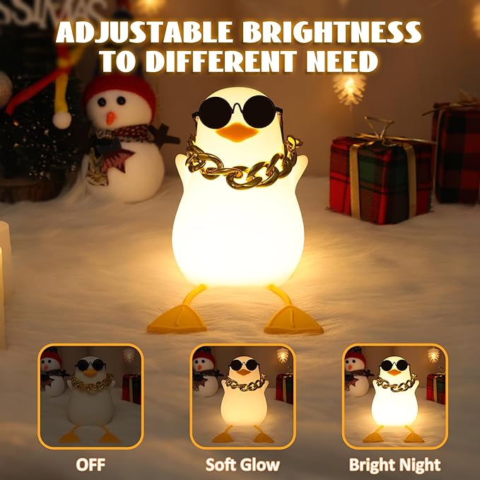 Duck Night Light, Silicone Duck Lamp, Cute Bedside Duck Goose Funny Nightlight with Dimmer and Timer for Room Decor, Duck Gifts for Girls,Boys, Women, Little One-Hip Hop Duck