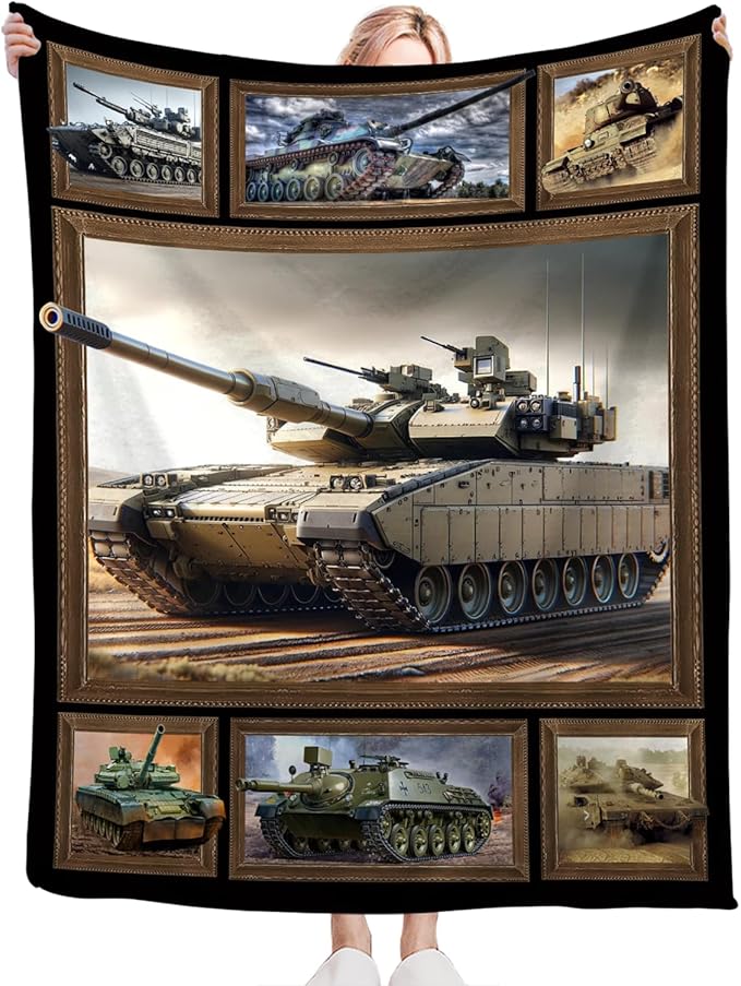 Tijuboni Military Tank Throw Blanket Army Gifts for Boys Men Girls Women Kids Adults Soft Flannel Fleece Blanket for Couch Sofa Bed Home Decor 40"x50"