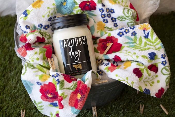Milkhouse Candle Company, Farmhouse Collection, 13 Ounce Mason Jar, Laundry Day