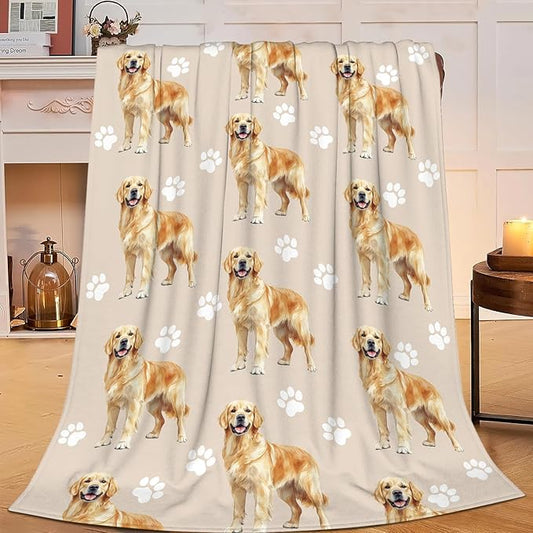 Golden Retriever Dog Throw Blanket Golden Retriever Dog Lover Flannel Blankets Fuzzy Plush Super Soft Cozy Warm Decor Gifts for Boys Girls Kids Adults Men Women 60" x 80"