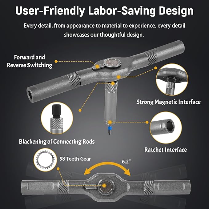 42 in 1 Magnetic Screwdriver Set, Ratchet Screwdriver Sets with 40Pcs Bits, Free Combination Ratchet Screwdriver Tool Set Portable Repair Tool Kit with T Ratcheting Handle for Furiture Bicycle and DIY