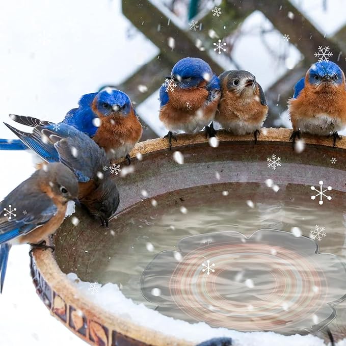 2Pcs 250W Heated Bird Bath for Outdoors Winter, 8.7-inch Submersible Bird Bath Heater with Thermostat, Heating Plate & 6.6ft Cord for Garden Yard Patio