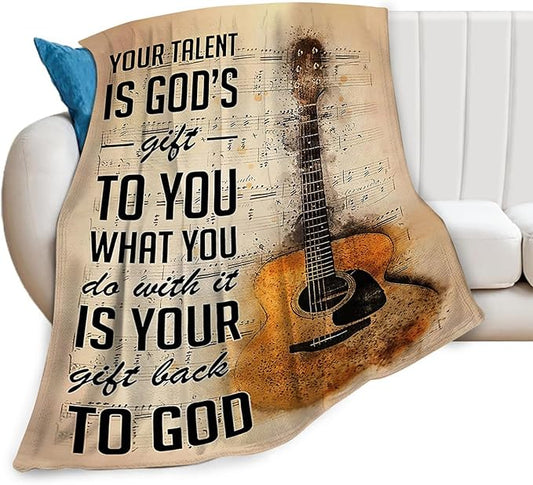 Tijuboni Guitar Music Throw Blanket Guitar Gifts for Girls Boys Women Men Kids Adults Soft Flannel Fleece Blanket for Couch Sofa Bed Home Decor 60"x80"