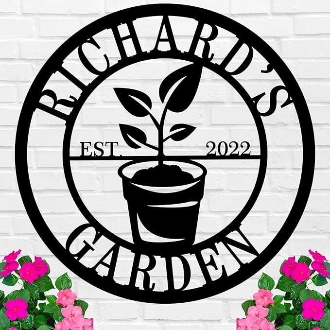 Personalized Metal Garden Sign，Custom Name Outdoor Wall Decor, Family Last Name Wall Art ，Vegetable Sign, Yard Sign, Housewarming Gift for Garden Lovers