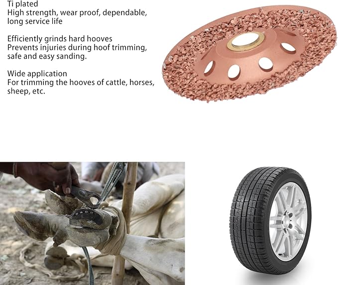 Horse Hoof Trimming Disc, Livestock Hoof Trimming Grinding Wheel, Ti Plated Electric Hoof Repair Plate for Horses Goats Cow