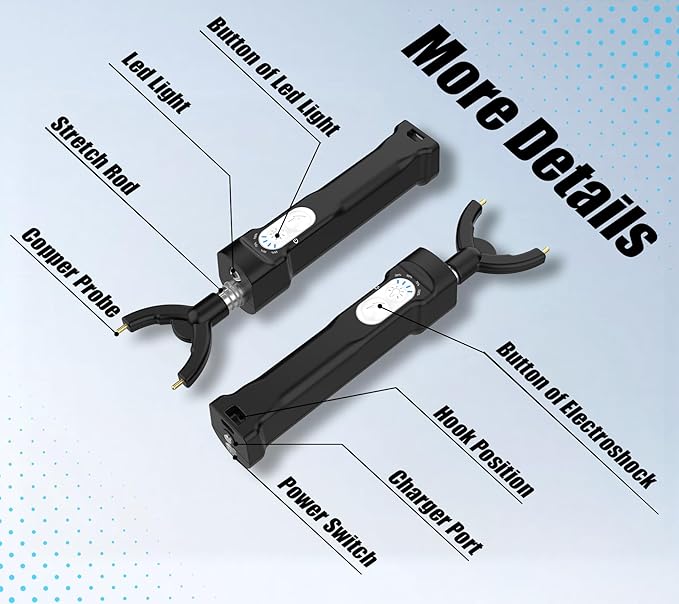 Cattle Prod Rechargeable with Led Light, Waterproof Cattle Prod for Dogs, Retractable Cattle Prod Self Defense, Lightweight Dog Cattle Prod Livestock, Cow Prod, Electric Cattle Prod, 37 Inch, Black