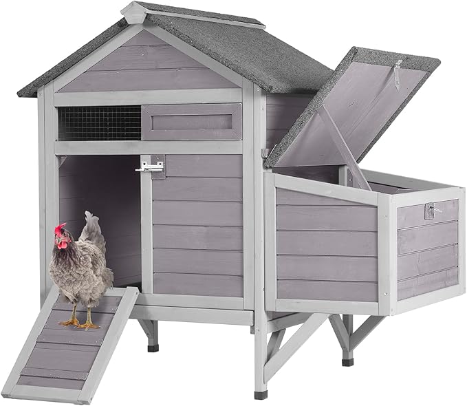 GUTINNEEN Chicken Coop Outdoor Chicken House with Nesting Box Waterproof Duck Coop for Backyard.Raise Legs