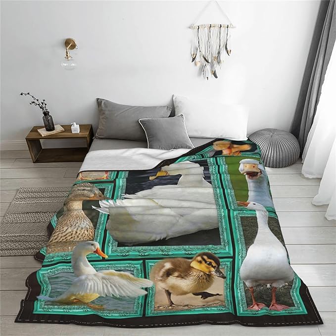 Duck Decor Throw Blanket - Warm, Soft, Plush, Lightweight Fleece Flannel Goose Stuff Blanket - Gifts for Girls, Boys, Kids, Baby, Women, Men, Adults - Winter Couch Bedding - 40"X50"