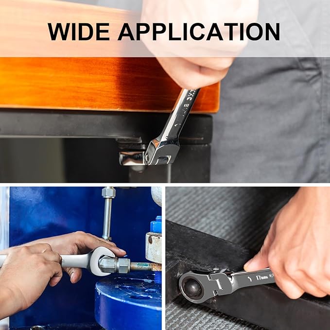 Jetech 18mm Ratchet Wrench Flex Head: Box End Wrench 12Pt| Metric Ratcheting Combination Chrome Vanadium,Forged, Extra Durability