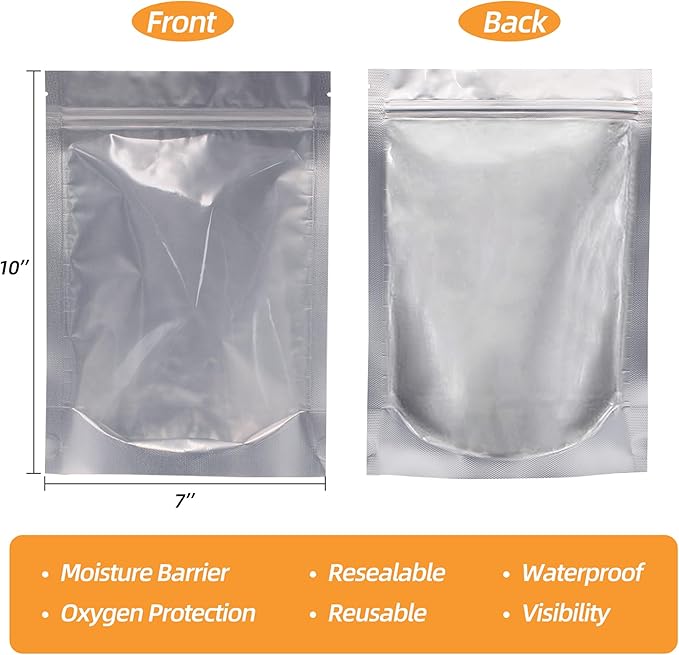 1 Quart 480 Packs Mylar Bags For Food Storage, 7"x 10" Mylar Bags With Window, Freeze Dried Candy Bags, Reusable Storage Bags For Food, Mylar Food Storage Bags for Long Term Food Storage
