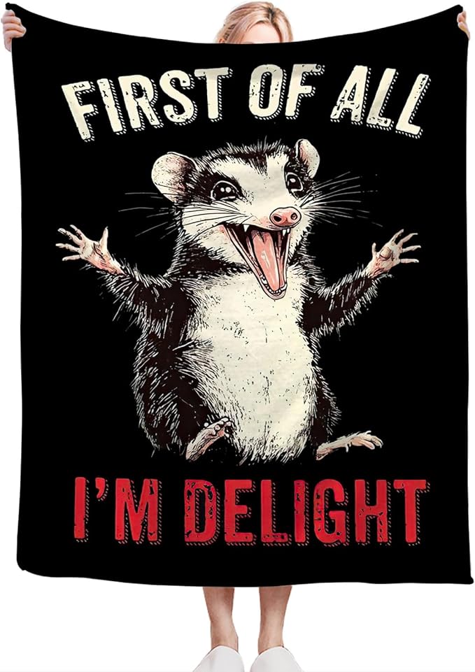 Opossum Blanket Gifts for Boys Girls Soft Warm Plush Funny Opossum Throw Blanket Flannel Fleece Fuzzy Stuff Blanket for Bed Couch Living Room Decor 60"X50"