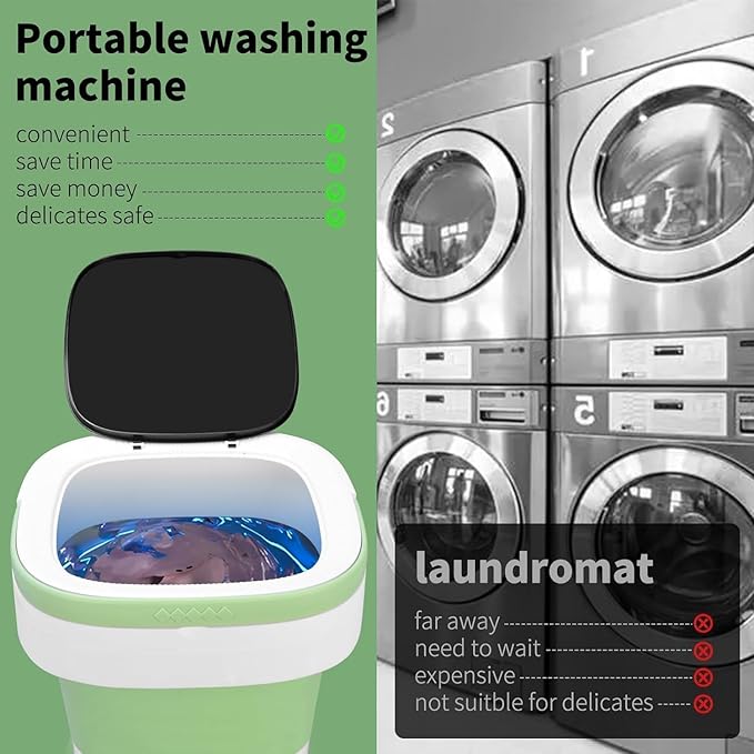 Portable Washing Machine, 16L Upgraded Mini Laundry Machine with Spin Basket, 3 Cleaning Modes Suitable for Small Clothes, Foldable Design Ideal for Home, Campain, Hotel and Apartment