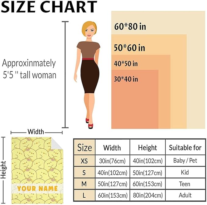 Personalized Duck Throw Blanket - Soft, Fuzzy & Warm - 40x50 Inches Small Blanket for Couch, Sofa - Yellow Cute Throw Gift for Girls, Boys