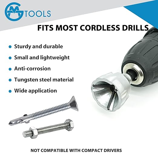 Deburring External Chamfer Tool with YG8 Carbide Blade, Deburring Drill Bit Set, Remove Burr Tools with Quick Release Shank, Repair Tools for Damaged Bolts Fits for 1/8"- 3/4" (3mm-19mm)