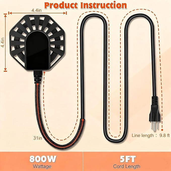 800W Horse Water Heater Aluminum Cast, Thermostatic Control Farm De-Icer, Utility Pond De-icer for Livestock Poultry Birds Horses Cows Wildlife Drinking for Winter