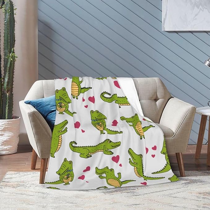 Crocodile Blanket Super Cozy Soft Alligator Throw Blanket Warm Plush Crocodiles Stuff Fluffy Fleece Flannel Gift Blankets for Women Girls Boys Adults 60"X50"