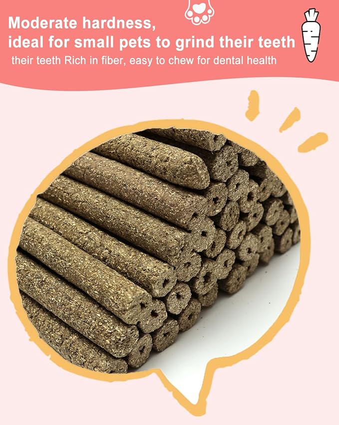 40PCS Timothy Hay Chew Sticks for Small Animals – Natural Molar Treats for Hamsters, Rabbits, Guinea Pigs, Chinchillas, Rats – Teeth Grinding Snacks & Enrichment Toys