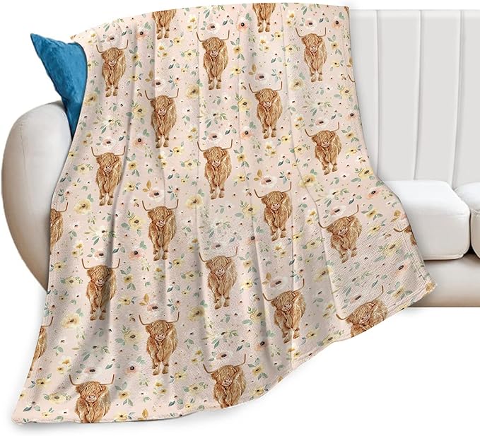 Cow Blanket for Girls Women Gifts for Cows Lovers Highland Cow Throw Blanket for Kids Adults Ultra Soft Cozy Fleece Blanket for Couch Sofa Bed 50"x60"