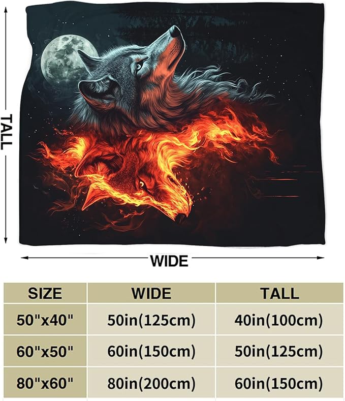 Wolf Blanket, Wolf Throw Blankets, Cool Wild Animal Fuzzy Plush Blanket Ultra Soft for Wolves Lover Gift Kids Teens Women Men Girls Boys Stuff Decor for Bedding Sofas Couch 50"X40"