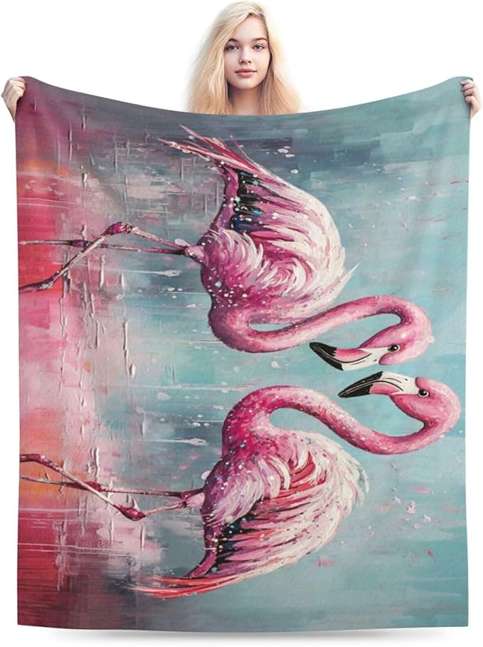Pink Flamingo Throw Blanket Tropical Flamingos Blankets Fleece Plush Super Soft Cozy Warm Lightweight Flamingo Lover Decor Gifts for Boys Girls Kids Adults Men Women 50" x 60"