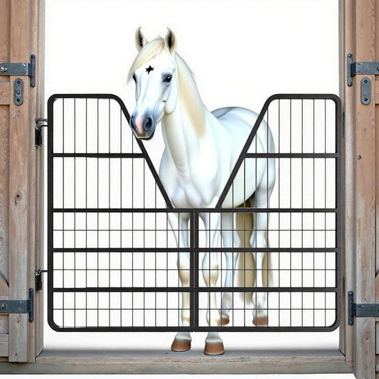 1" Thick Steel Frame Horse Stall Guard, Heavy Duty Horse Stall Gate, 52" Wide X 42" High High Stall Guards for Horses, Fits Standard Barn Doorways