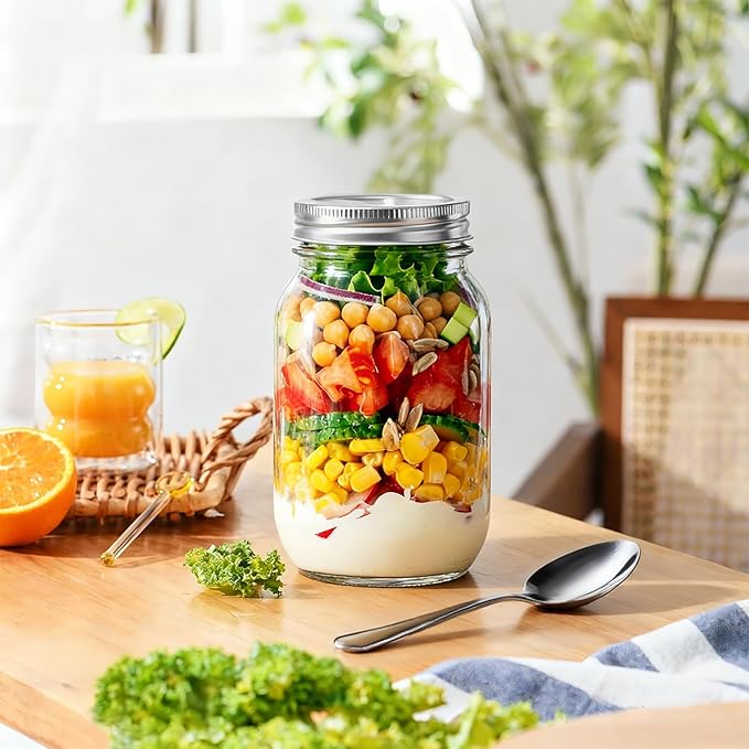 Mason Jars with Lids 32 oz, 2 Pack Regular Mouth Glass Canning Jars for Food Storage, Juice, Jam, Candies, Snack