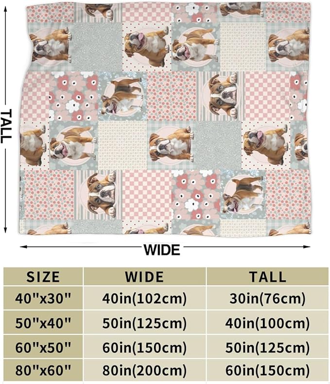 French Bulldog Throw Blanket Cute Bulldog Flannel Blankets Dog Lover Plush Super Soft Cozy Warm Decor Gifts for Boys Girls Kids Adults Men Women 60" x 80"